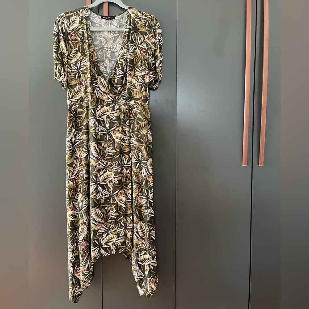 Banana Republic Asymmetrical Leaf Print Dress